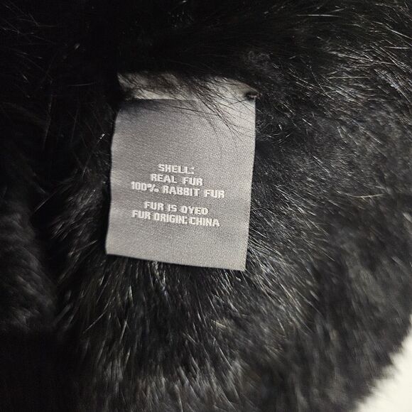 BAGATELLE Rabbit Fur Vest Women's Size Medium Knitted Dye Sleeveless Black - Picture 5 of 5